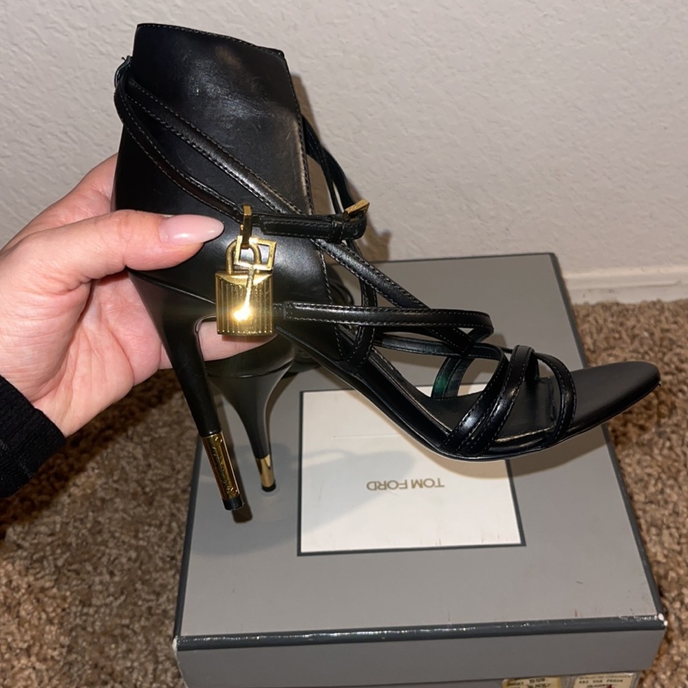 Tom Ford Shoes | Tom Ford Padlock Strappy Heels | Color: Black | Size: 39.5 - Picture 6 of 7